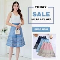 ราคา ❤️กระโปรงทำงาน ทรง 8 ชิ้นลายไทย โทนพาสเทล เอวสูง ยาว 24 นิ้ว❤️ มี 3 สีให้เลือก ชมพู ฟ้า กรมท่า (41754356092)