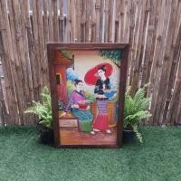 ราคา ภาพวาดติดผนัง ภาพวาดสไตล์ล้านนา พร้อมกรอบไม้สัก ภาพตกแต่งบ้าน ภาพตกแต่งร้านค้า (26004365829)