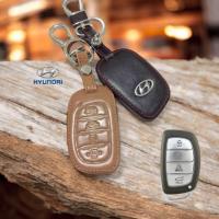 ราคา ซองหนังใส่กุญแจรีโมทรถยนต์ รุ่นหนังนิ่ม โลโก้เหล็ก Hyundai Creta Stargazer รุ่น 4ปุ่ม (22958390302)