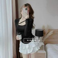 ราคา ผลิตภัณฑ์ใหม่ ก5298 เสื้อครอปแขนยาวเซ็กซี่สายไขว้อกรูดเชือกทั้งสองด้านของเอว (42658827074)