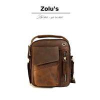 ราคา กระเป๋าสะพายข้างทรงตั้งหนังวัวแว็กซ์ (2117,5x6cm) (41708819066)