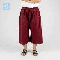 ราคา สีแดงเข้ม (ความยาว 3 แบบ) กางเกงเล กางเกงสะดอ กางเกงขาก๋วย ผ้าฝ้าย เอวยางยืด (14331565766)