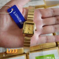 ราคา LONGBO หญิงงานแท้มีวันที่พร้อมกล่อง หน้าปัดเหลี่ยมเลทดำปัดเล็ก L110 (18568275642)
