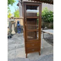 ราคา ตู้โชว์ไม้สักเรโทร คลาสสิค บานเดี่ยว 2 ลิ้นชัก สีเสี้ยนดำ ขนาดกว้าว50ลึก40สูง160ซม. (28225049512)