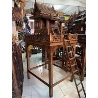 ราคา ศาลพระภูมิไม้สัก ศาลเจ้าที่ ขนาดใหญ่ สูง 175 cm. (ขายแยก/ครบชุด) บ้านไม้แกะสลัก ศาลตายาย บันไดกว้าง ประตูกว้าง เรือนไทย (41716431308)