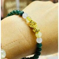 ราคา 5/6/68 กำไลหินนำโชคไหมหินหยก+โรสควอส+ไหมทอง 6 มิล +ปี่เซียะทองเหลือง 1.5 เซน (28387256550)