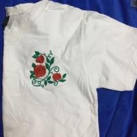 ราคา เสื้อยืดสีขาว ลายปักดอกกุหลาบสีแดง (6729267247)