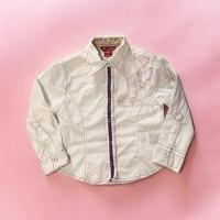 ราคา guess เสื้อเชิ้ตเด็ก 2 ขวบ คอปก แขนยาว สีขาว ผ้ายืด ปักลายดอกสีม่วง (24821336603)