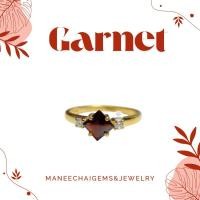 ราคา แหวนเงินแท้ 92.% แหวนฝังพลอยโกเมนทรงสี่เหลี่ยม ชุบด้วยทอง ♥️ (43100295284)