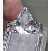 ราคา พลอยขาวแท้ 5 กะรัต ทรงหยดน้ำ ตัวเรือนเงินแท้ (55503510069)