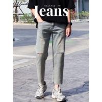 ราคา HIMSELF Relaxed Fit Jeans กางเกงยีนส์ทรงกระบอกเล็ก ปลายขาตัดปล่อย (24861875067)