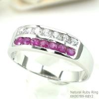 ราคา SKJewelryfactory แหวนเงินแท้ 92.5% ฝังพลอยทับทิมแท้ สลับเพชร สไตล์แหวนแถว ER00789-RBY2 (6873306626)