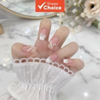 ราคา 24 ชิ้น เล็บปลอมสีขาวครีมสไตล์ฝรั่งเศส สีขาวครีม ถอดออกได้ เหมาะสําหรับงานเล็บเจ้าสาว (43271265978)