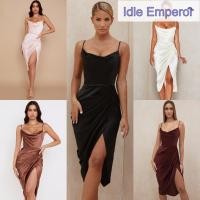 ราคา พร้อมส่ง ชุดเดรสยาวปานกลาง ผ้าเดรป ผ้าไหม สีไวน์แดง ดํา ขาว (46001983800)