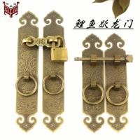 ราคา ทองเหลืองกุญแจสลักประตูสไตล์จีนสมัยเก่าหัวเข็มขัดประตูจับประตูตู้จับโบราณหัวเข็มขัดล็อคตรงหัวเข็มขัดตารางประตู tn5เจ (49903078825)