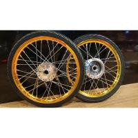 ราคา ชุดล้อทอง ขอบ 1.40x17 ใส่ W110i LED รุ่นไมล์ดิจิตอล ดุมกระจกเงา พร้อมยางนอกลายไฟ+ยางใน (44261968281)