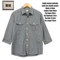 ราคา KEMEJA Uniqlo เสื้อเชิ้ตกระเป๋าคู่ลายจุดสีขาวสําหรับผู้ชาย (49203491958)