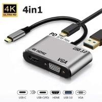 ราคา Ultra HD 4K HDMI Type C เป็น USB 3.0 Hub OTG VGA HDMI PD อะแดปเตอร์แท่นชาร์จ สําหรับ macbook huawei acer matebook asus (25660973517)
