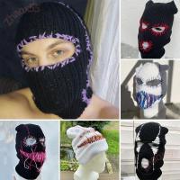 ราคา จาโอเอ็กซ์ ฮาโลวีนไหมพรม,วินเทจคลุมด้วยผ้าถักหมวก,เทศกาลตกแต่งแฮนด์เมดพรรคใบหน้าสําหรับผู้ชายผู้หญิง (44077634501)