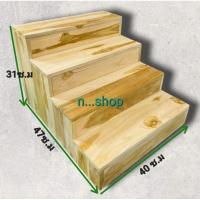 ราคา 4ชั้นบันไดแบบทึบ ชั้นวางของ เครื่องปรุง วางต้นไม้ งานไม้สัก ไม่ทาสี (20141583080)