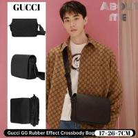 ราคา กุชชี่ Gucci GG Rubber Effect Crossbody Bag กระเป๋าสะพายข้างผู้ชายกระเป๋าสะพายข้างสีดำ 775097AAC4D1 (27226833999)