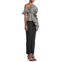 ราคา Self Portrait Abstract Stripe Asymmetric Ruffle Jumpsuit จั๊มสูทแบรนด์ self portrait แท้ 100% (18865688670)