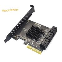 ราคา อะแดปเตอร์ PCI E 6 พอร์ต 3.0 ถึง PCI Express X4 การ์ดขยายการ์ดขยายสีดํา SATA3.0 PCIe PCI-E Controller สําหรับ HDD (45502932641)