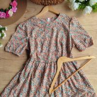 ราคา เดรสลายดอกเล็กสีส้ม สวยสีสด ชุดทำงาน (12625508066)