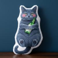 ราคา ตุ๊กตาไดคัท พิมพ์สองด้าน หมอนตุ๊กตา ผ้านุ่ม Plush Pillow Doll แมว Cat ของขวัญ SUJCAT18 Russian Blue รัสเซียนบลู (58151485241)