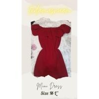 ราคา มินิเดรส สีแดง ปาดไหล่ (24365135909)
