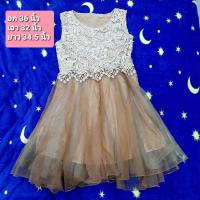 ราคา เดรสลูกไม้สีขาวฟรุ้งฟริ้ง กระโปรงสีน้ำตาล มือสอง อก 36 นิ้ว (20500752679)
