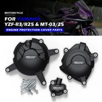 ราคา R3 R25 MT03 Motorcycle Engine Protection Cover For Yamaha MT03 16-22 YZF R3 R25 Carbon Fiber /Black (57002400806)