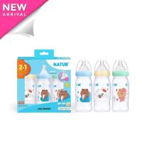 ราคา ขวดนม Natur คอกว้าง 5 / 9 ออนซ์ Smart FlexiFlow Biomimic line friends จุกหลายรู ปากกว้าง (29365658636)