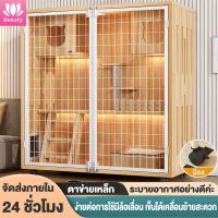 ราคา กรงแมว วิลล่ากรงแมว บ้านไม้แมว ตาข่ายเหล็ก กรงสัตว์เลี้ยงขนาดใหญ่แบบมีล้อเลื่อน Pet houses ฝนเล็บแมว (24543828341)