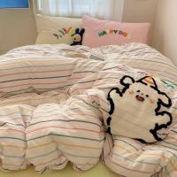 ราคา Insสาวดูสูงล้างผ้าฝ้ายชุดสี่ชิ้นผ้าขนหนูปักแผ่นแผ่นติดตั้งการ์ตูนผ้าห่มปกหอพักเดียวชุดสามชิ้น (28752913823)
