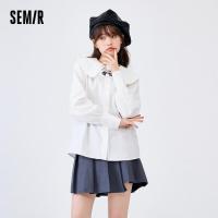 ราคา Semir เสื้อเชิ๊ตผู้หญิงเสื้อเชิ้ตแขนยาว คอปก ผ้าฝ้าย ขนาดใหญ่ ปักลาย สีขาว แฟชั่นฤดูใบไม้ผลิ สําหรับผู้หญิง 2022 (24366561050)