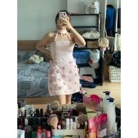 ราคา เดรสออกงานสีโอรส ดอก3D งานป้าย (23080302685)