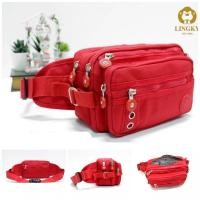 ราคา LK-902 Lingky แท้ - กระเป๋าคาดเอว ผ้าร่มสีพื้น ขนาด 9" มีทั้งหมด 6 ซิปค่ะ (5134108232)