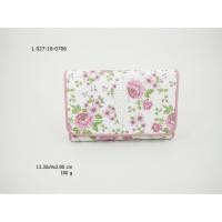 ราคา L 027-18-0706 กระเป๋าหนังปลากระเบนสามพับกลางลายดอกไม้สีชมพู หนังปลากระเบนแท้ 100% (2138791839)