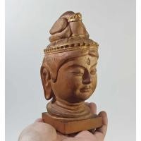 ราคา ประติมากรรมไม้แกะสลัก "เศียรโพธิสัตว์" แกะสลักจากไม้ชิ้นเดียวงานเก่าญี่ปุ่นแท้ (27432119993)