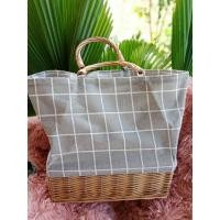 ราคา กระเป๋าผ้าก้นหวายวินเทจ (8015219493)