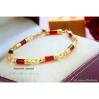ราคา สร้อยข้อมือโกเมน งานหุ้มทอง 5 ไมครอน (9302985874)