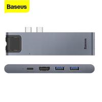 ราคา Baseus HUB Type C Adapters 7 in 1 อะแดปเตอร์แปลง ตัวอ่านการ์ด HDMI USB 3.0 RJ45/SD/TF Card สำหรับ Macbook Pro/2017 (1780483605)