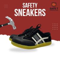 ราคา รองเท้าหัวเหล็กเซฟตี้แฟชั่น หุ้มส้น-ผ้าพียู+หนังกลับ รหัสสินค้า: ST962 สีดำคาดเทา-ขาว (43425296685)