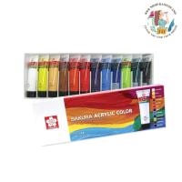 ราคา ชุดสีอะคริลิค ซากุระ 12สี ขนาด 20ml Sakura Acrylic Color (28291498966)