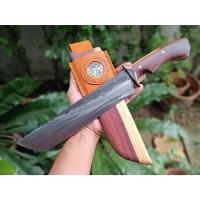 ราคา มาเชเต้ มีดควาญ มีดเหน็บ Machete มีดจีหนองสอ มีดหมอ มีดแคมป์ มีดเดินป่า ใบ13.5” เหล็กตลป. ตีร้อน ด้าม-ฝักไม้พะยูงแกะเสือ (24319788240)