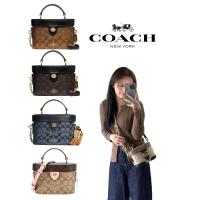 ราคา ของแท้ 100%✨COACH✨ Kay 20 Box Bag Monogram กระเป๋าหนังลายดอกเก่า สะพายเฉียง (43059389484)