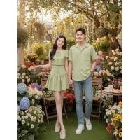 ราคา [ฟรีกางเกงป้องกัน] ชุดคู่รักดีไซน์ด้วยสไตล์เสื้อครอปชุดคู่รักพร้อมคู่รักเสื้อเชิ้ตผู้ชายและชุดเดรสผู้หญิง (53705047791)
