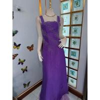 ราคา MAXI DRESS เดรสออกงานสายเดี่ยวสายใหญ่ผ้าแก้วสีม่วง (24986182966)