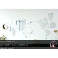 ราคา นาฬิกาอะคริลิกติดผนัง รูปแผนที่โลก Acrylic World Map Clock (1814462276)